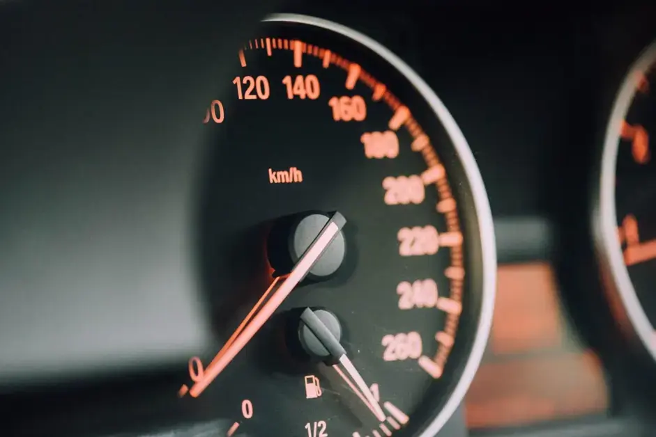 A car’s meter that shows the speed and performance of the vehicle