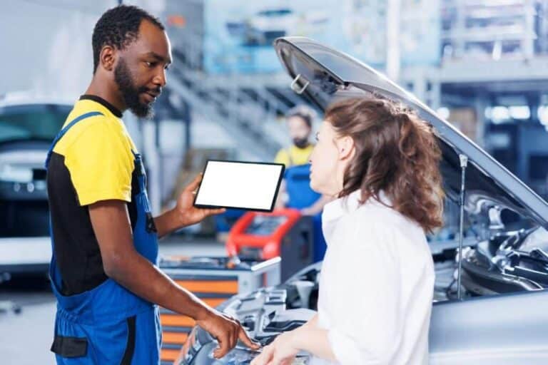 An auto repair technician at work